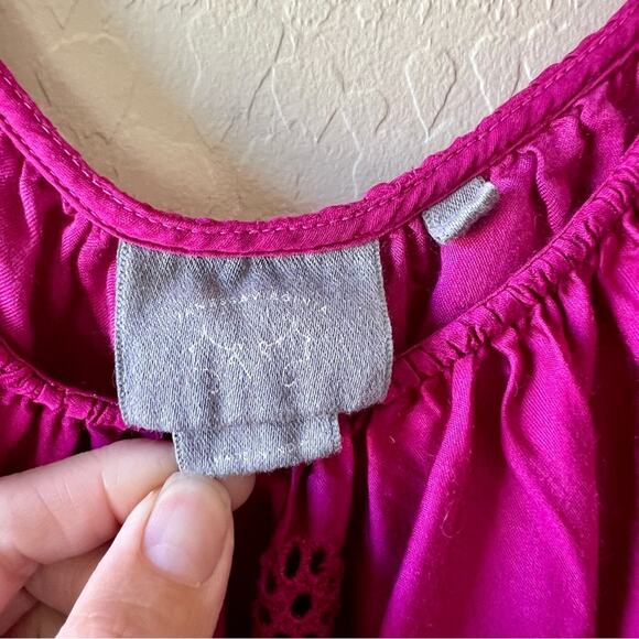 Anthropologie fuchsia pink eyelet lace blouse - Picture 7 of 9